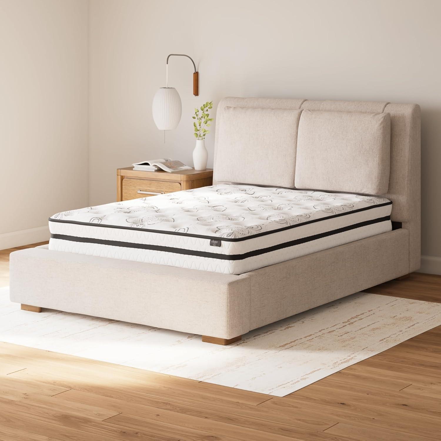 imageSignature Design by Ashley Queen Size Chime 8 Inch Medium Firm Innerspring Mattress with Pressure Relief Quilt Foam Fiberglass Free Mattress In A BoxKing