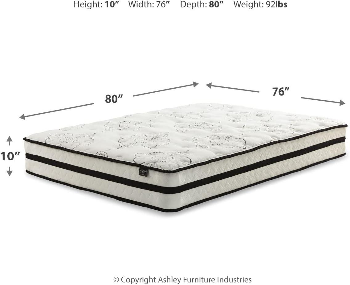 imageSignature Design by Ashley Queen Size Chime 8 Inch Medium Firm Innerspring Mattress with Pressure Relief Quilt Foam Fiberglass Free Mattress In A BoxKing