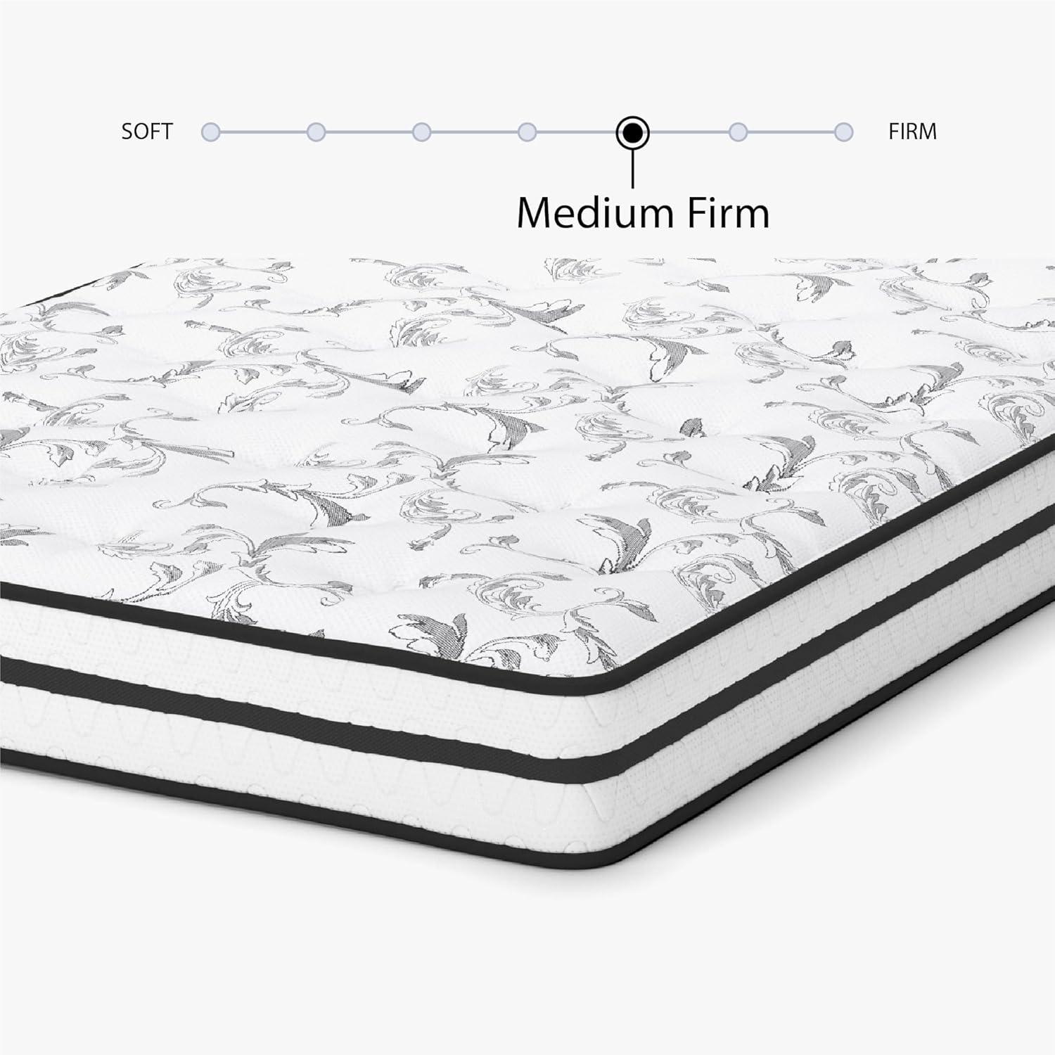 imageSignature Design by Ashley Queen Size Chime 8 Inch Medium Firm Innerspring Mattress with Pressure Relief Quilt Foam Fiberglass Free Mattress In A BoxKing