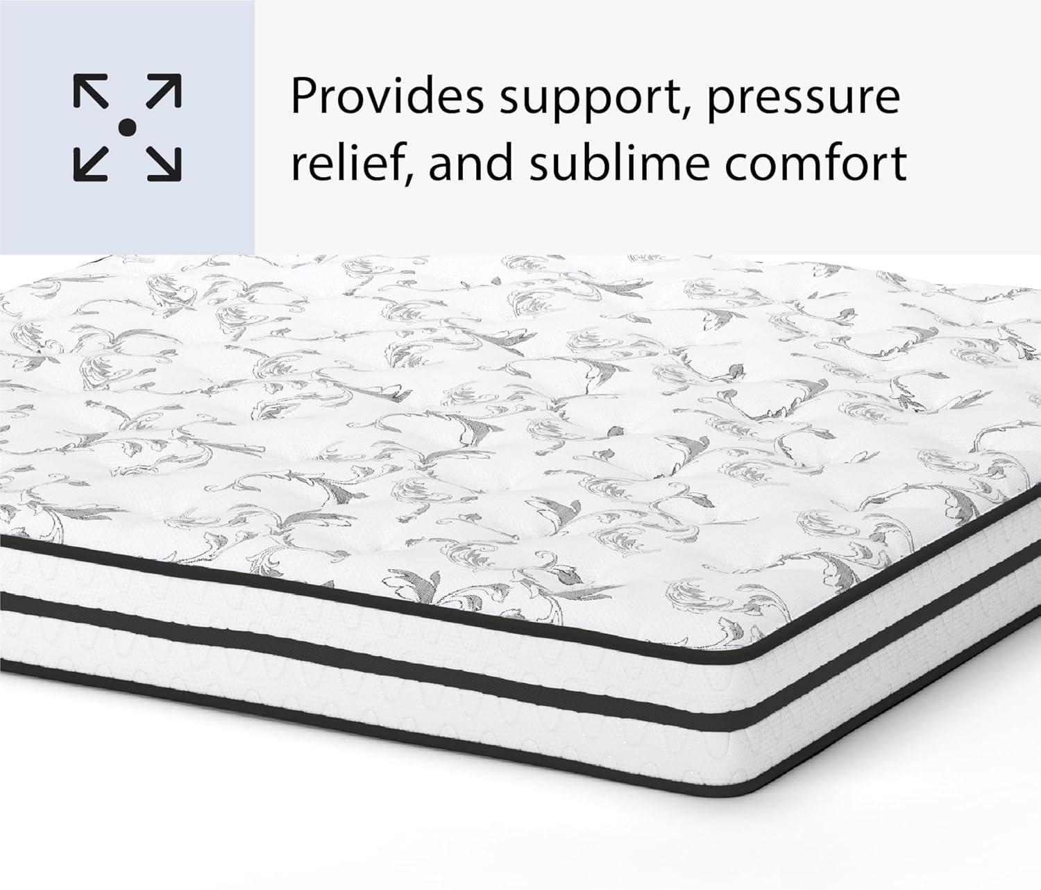 imageSignature Design by Ashley Queen Size Chime 8 Inch Medium Firm Innerspring Mattress with Pressure Relief Quilt Foam Fiberglass Free Mattress In A BoxKing