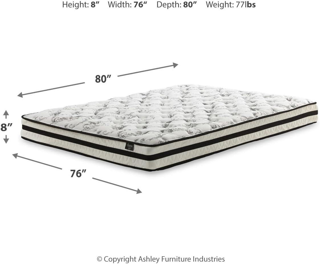 imageSignature Design by Ashley Queen Size Chime 8 Inch Medium Firm Innerspring Mattress with Pressure Relief Quilt Foam Fiberglass Free Mattress In A BoxKing