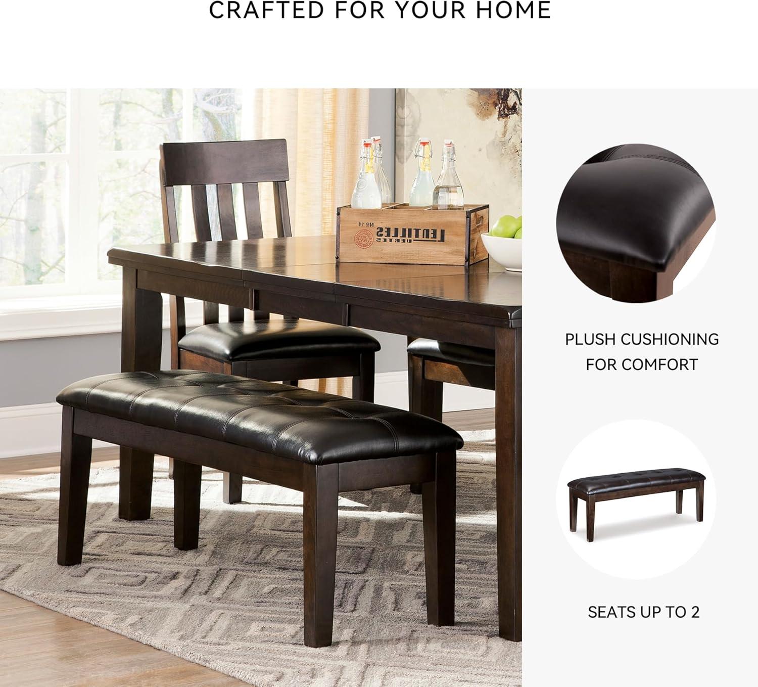 imageSignature Design by Ashley Ralene Tufted Upholstered Dining Room Bench Medium BrownDark Brown