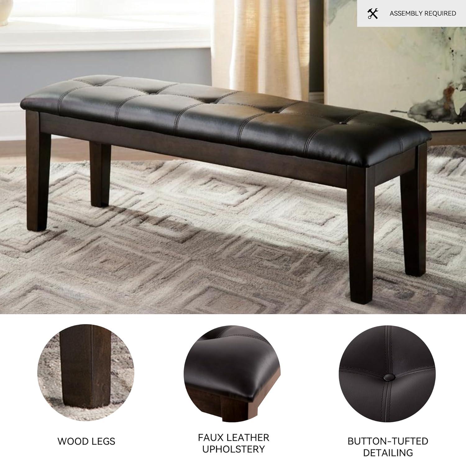 imageSignature Design by Ashley Ralene Tufted Upholstered Dining Room Bench Medium BrownDark Brown