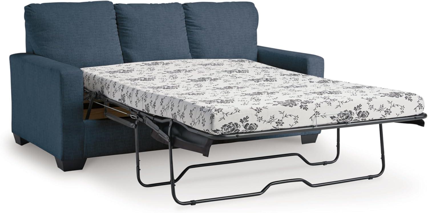 imageSignature Design by Ashley Rannis Coastal 2in1 Sofa Sleeper with Folding Gel Memory Foam Mattress Full Blue