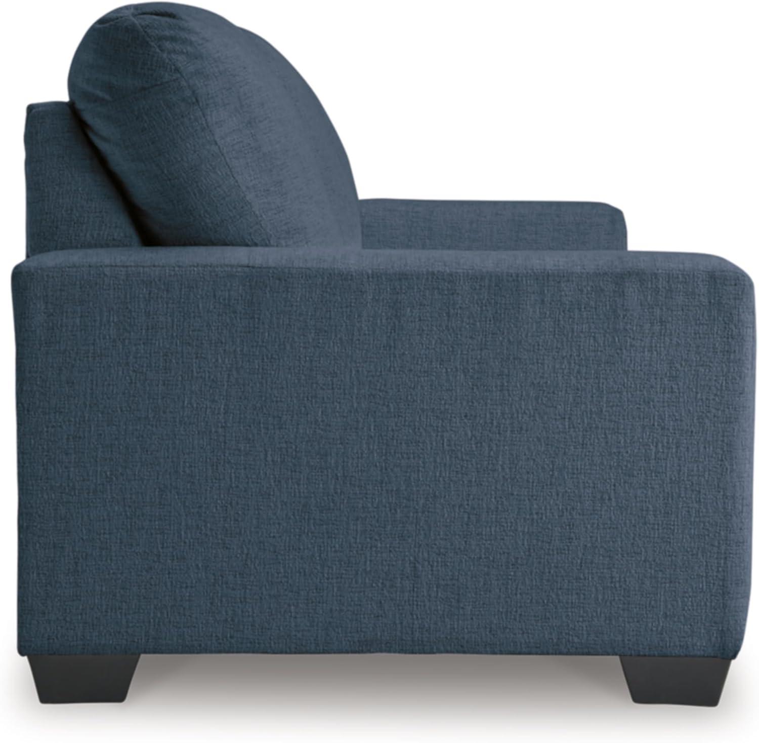 imageSignature Design by Ashley Rannis Coastal 2in1 Sofa Sleeper with Folding Gel Memory Foam Mattress Full Blue