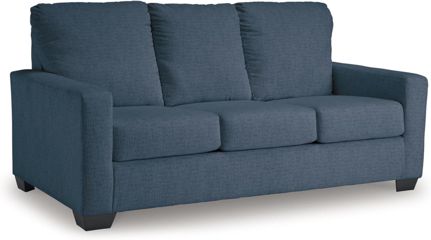 imageSignature Design by Ashley Rannis Coastal 2in1 Sofa Sleeper with Folding Gel Memory Foam Mattress Full Blue
