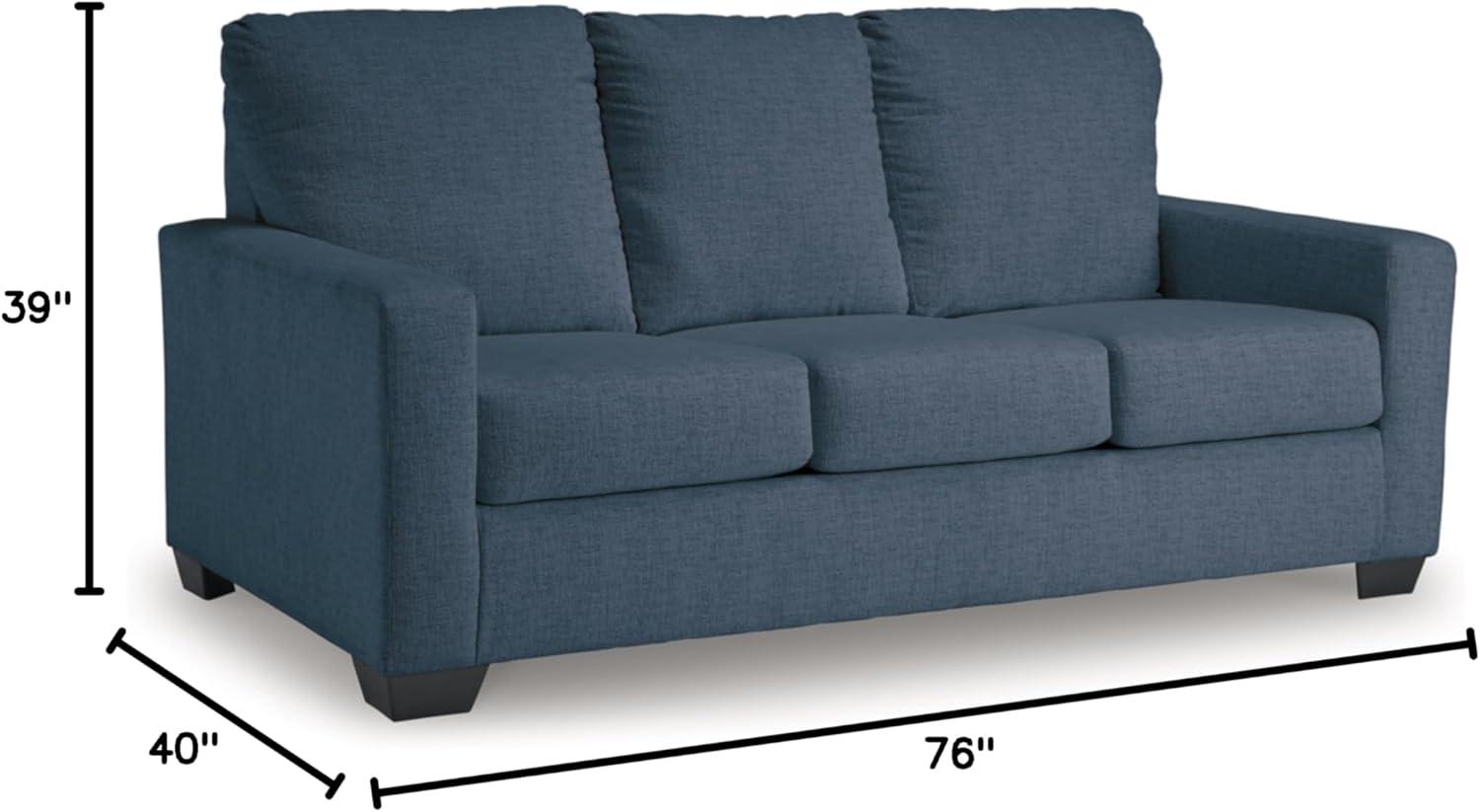 imageSignature Design by Ashley Rannis Coastal 2in1 Sofa Sleeper with Folding Gel Memory Foam Mattress Full Blue
