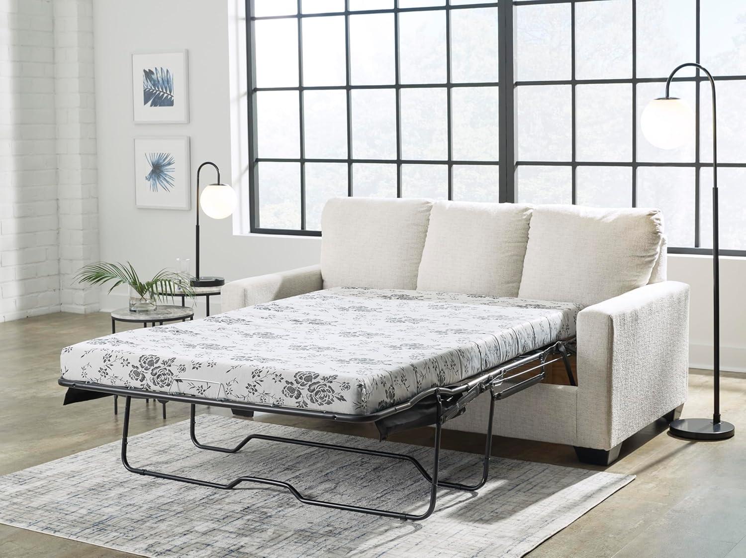 imageSignature Design by Ashley Rannis Coastal 2in1 Sofa Sleeper with Folding Gel Memory Foam Mattress Full White