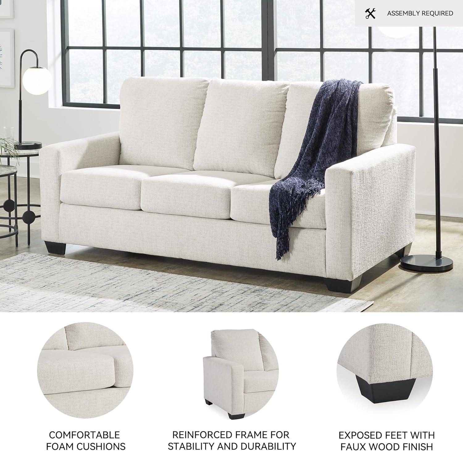 imageSignature Design by Ashley Rannis Coastal 2in1 Sofa Sleeper with Folding Gel Memory Foam Mattress Full White