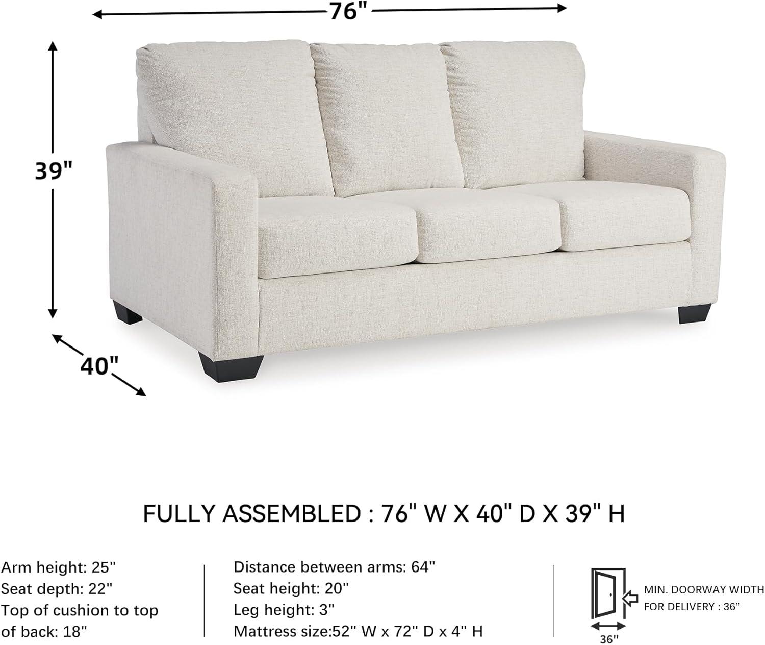 imageSignature Design by Ashley Rannis Coastal 2in1 Sofa Sleeper with Folding Gel Memory Foam Mattress Full White