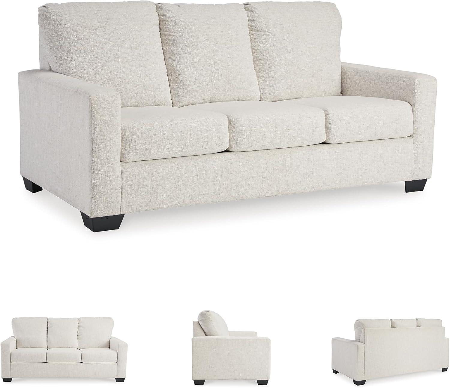 imageSignature Design by Ashley Rannis Coastal 2in1 Sofa Sleeper with Folding Gel Memory Foam Mattress Full White
