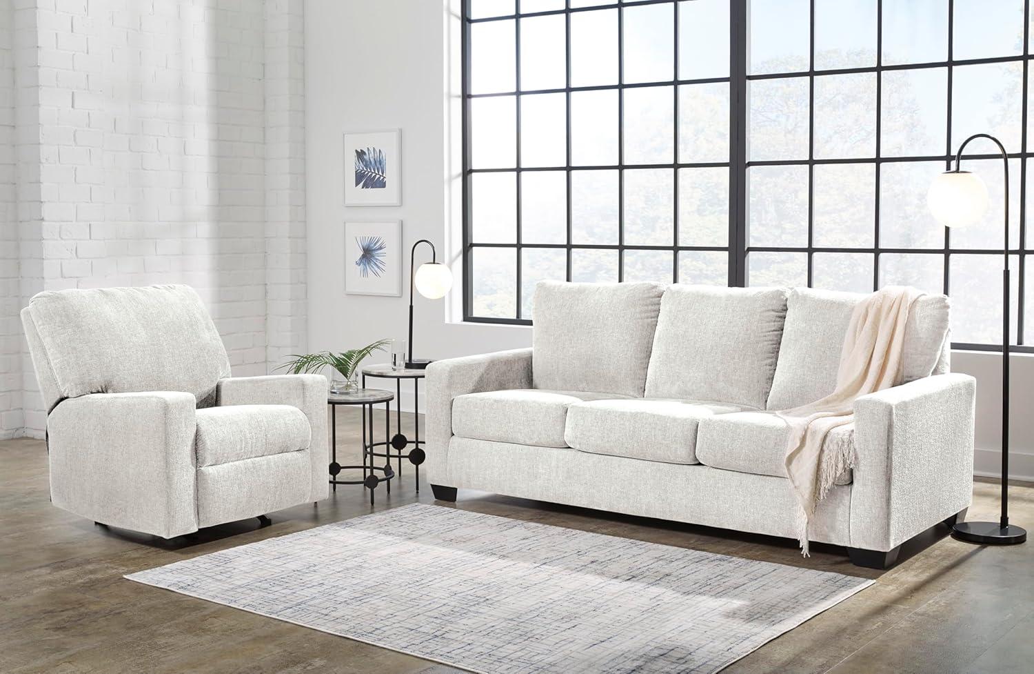 imageSignature Design by Ashley Rannis Coastal 2in1 Sofa Sleeper with Folding Gel Memory Foam Mattress Queen White