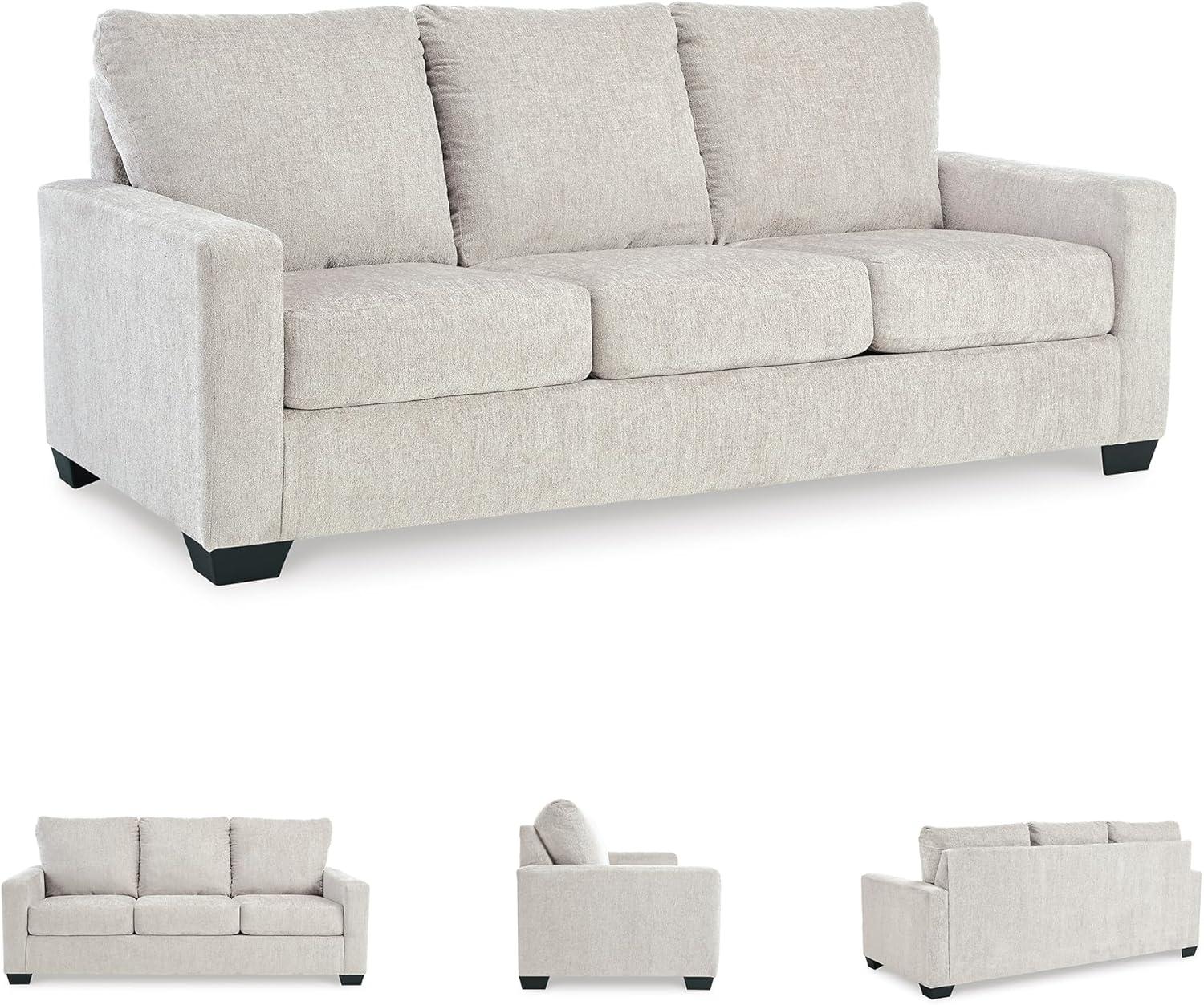 imageSignature Design by Ashley Rannis Coastal 2in1 Sofa Sleeper with Folding Gel Memory Foam Mattress Queen White