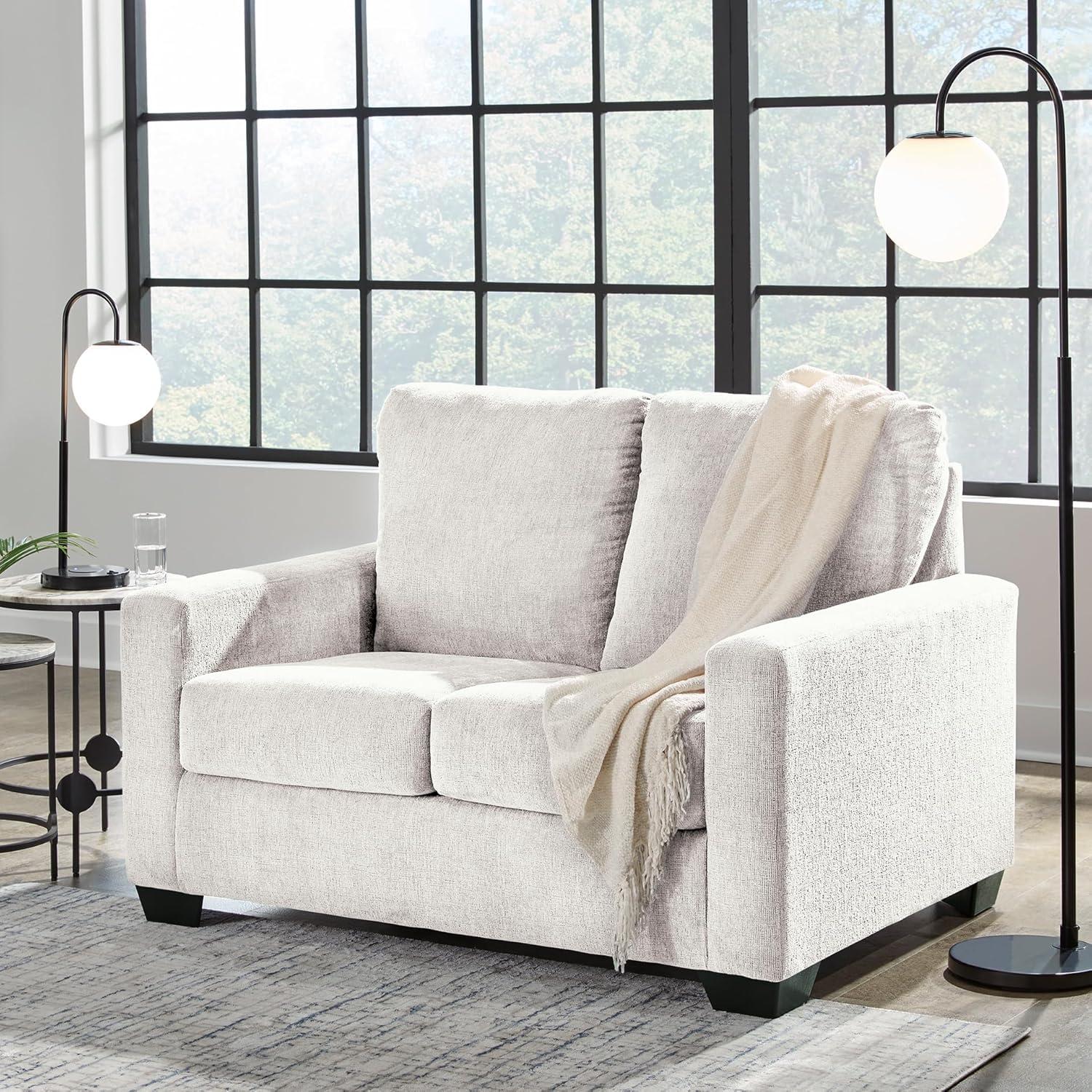 imageSignature Design by Ashley Rannis Coastal 2in1 Sofa Sleeper with Folding Gel Memory Foam Mattress Twin White