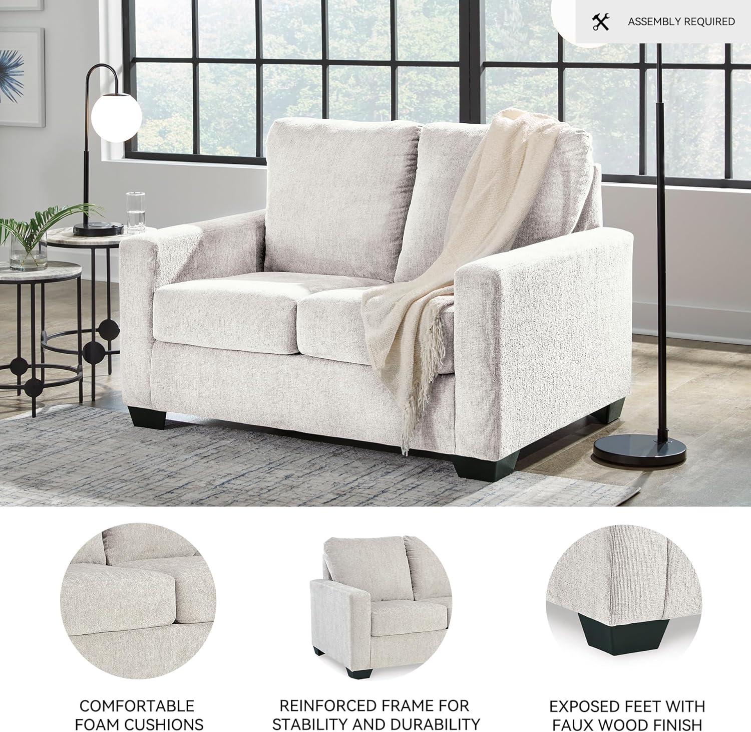 imageSignature Design by Ashley Rannis Coastal 2in1 Sofa Sleeper with Folding Gel Memory Foam Mattress Twin White