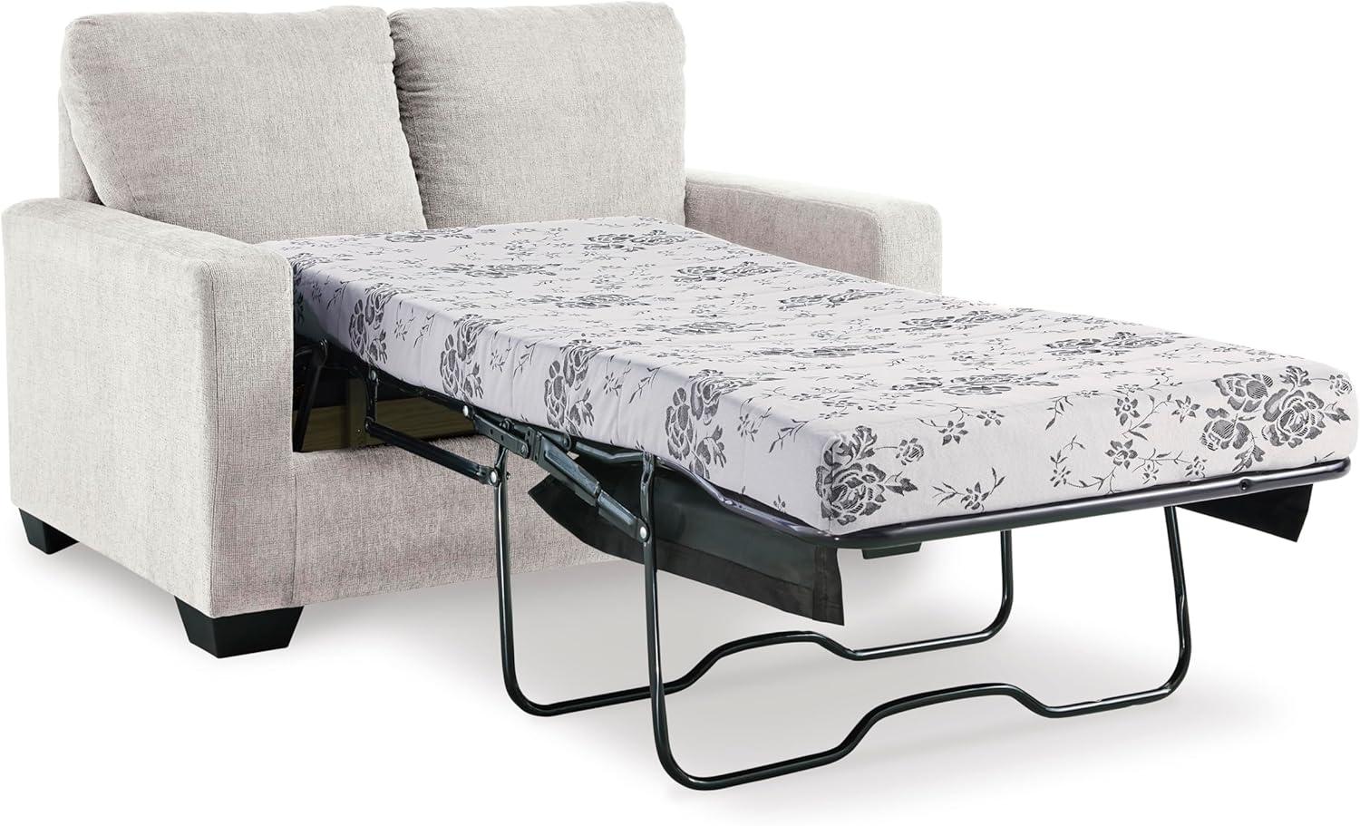 imageSignature Design by Ashley Rannis Coastal 2in1 Sofa Sleeper with Folding Gel Memory Foam Mattress Twin White
