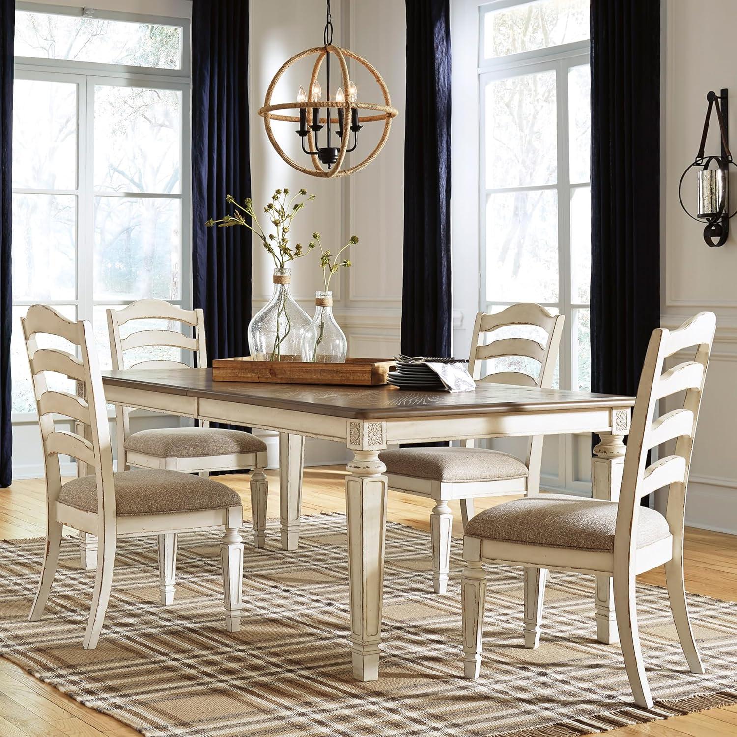 imageSignature Design by Ashley Realyn French Country Dining Extension Table Seats up to 8 Chipped WhiteRectangle