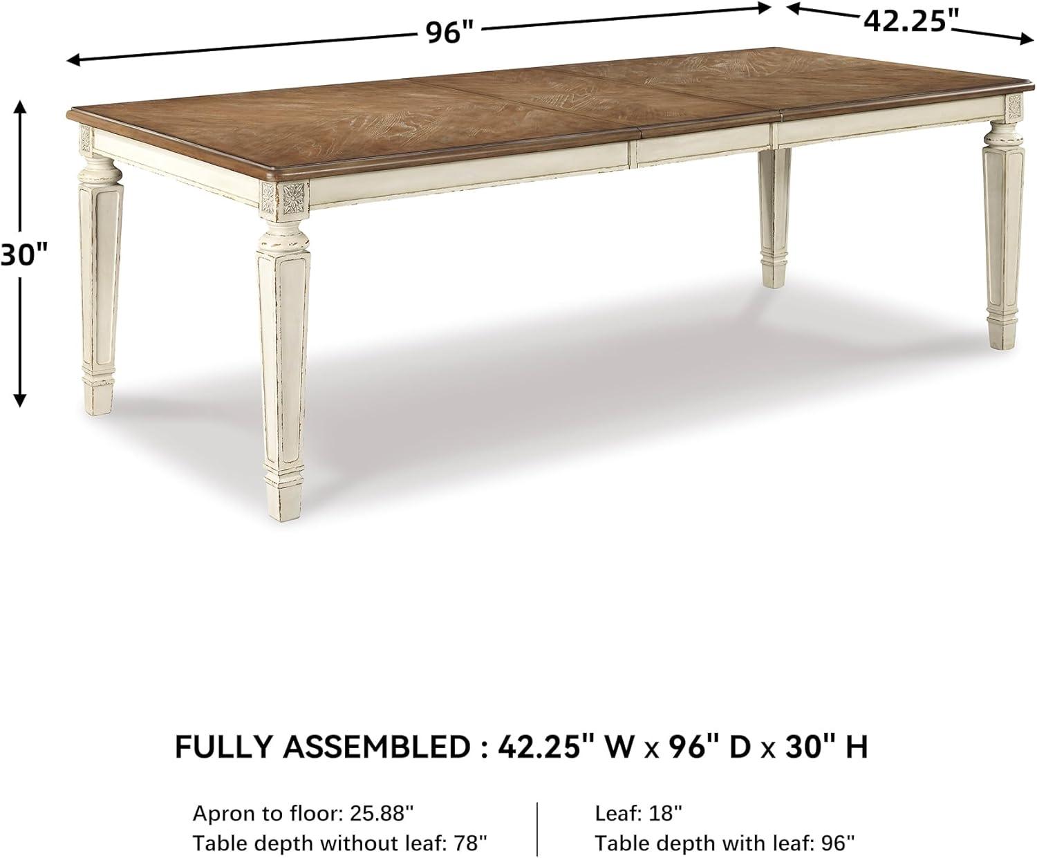 imageSignature Design by Ashley Realyn French Country Dining Extension Table Seats up to 8 Chipped WhiteRectangle