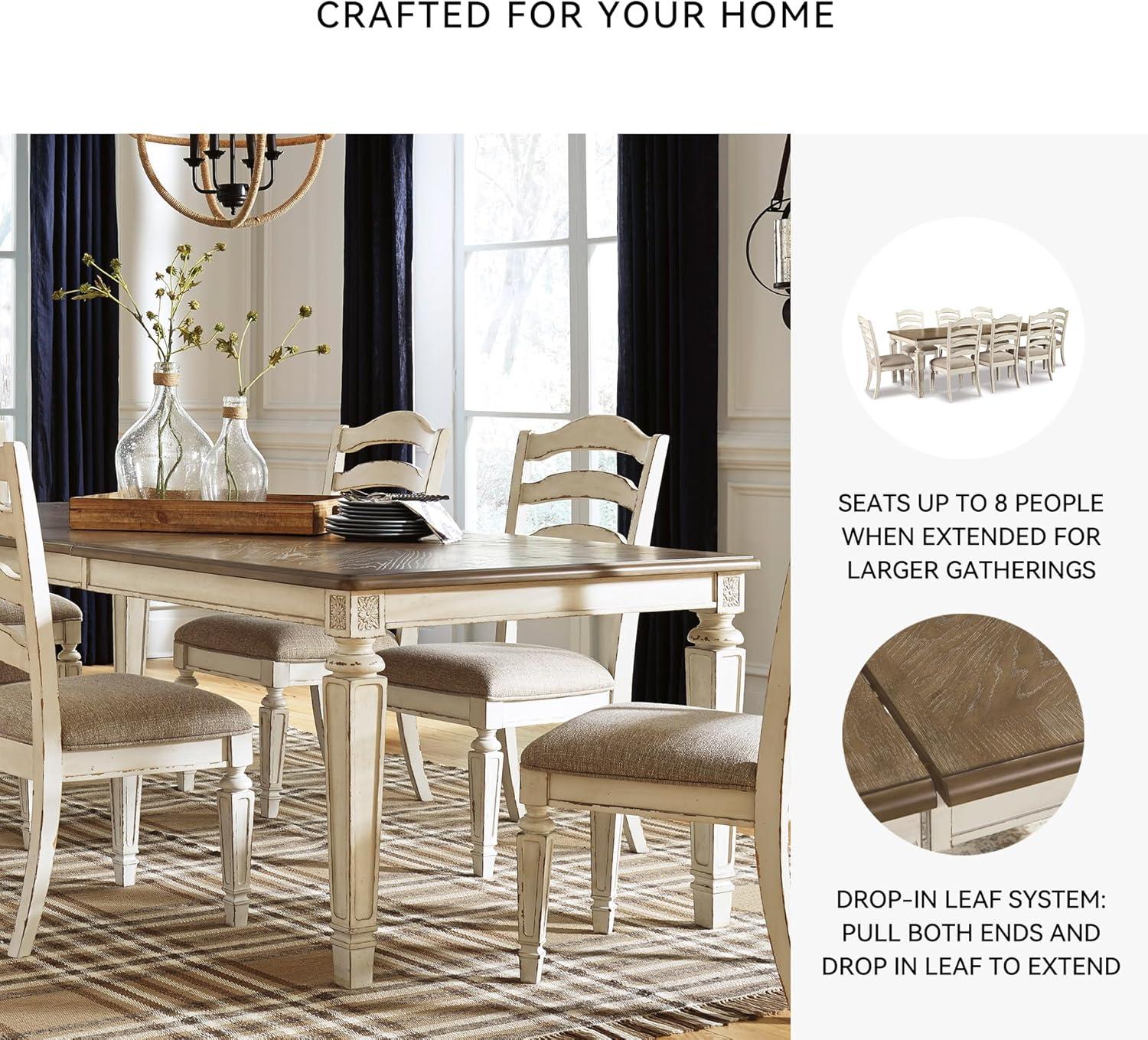 imageSignature Design by Ashley Realyn French Country Dining Extension Table Seats up to 8 Chipped WhiteRectangle