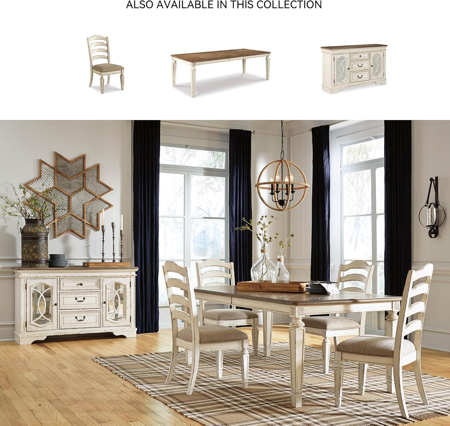 imageSignature Design by Ashley Realyn French Country Dining Extension Table Seats up to 8 Chipped WhiteRectangle