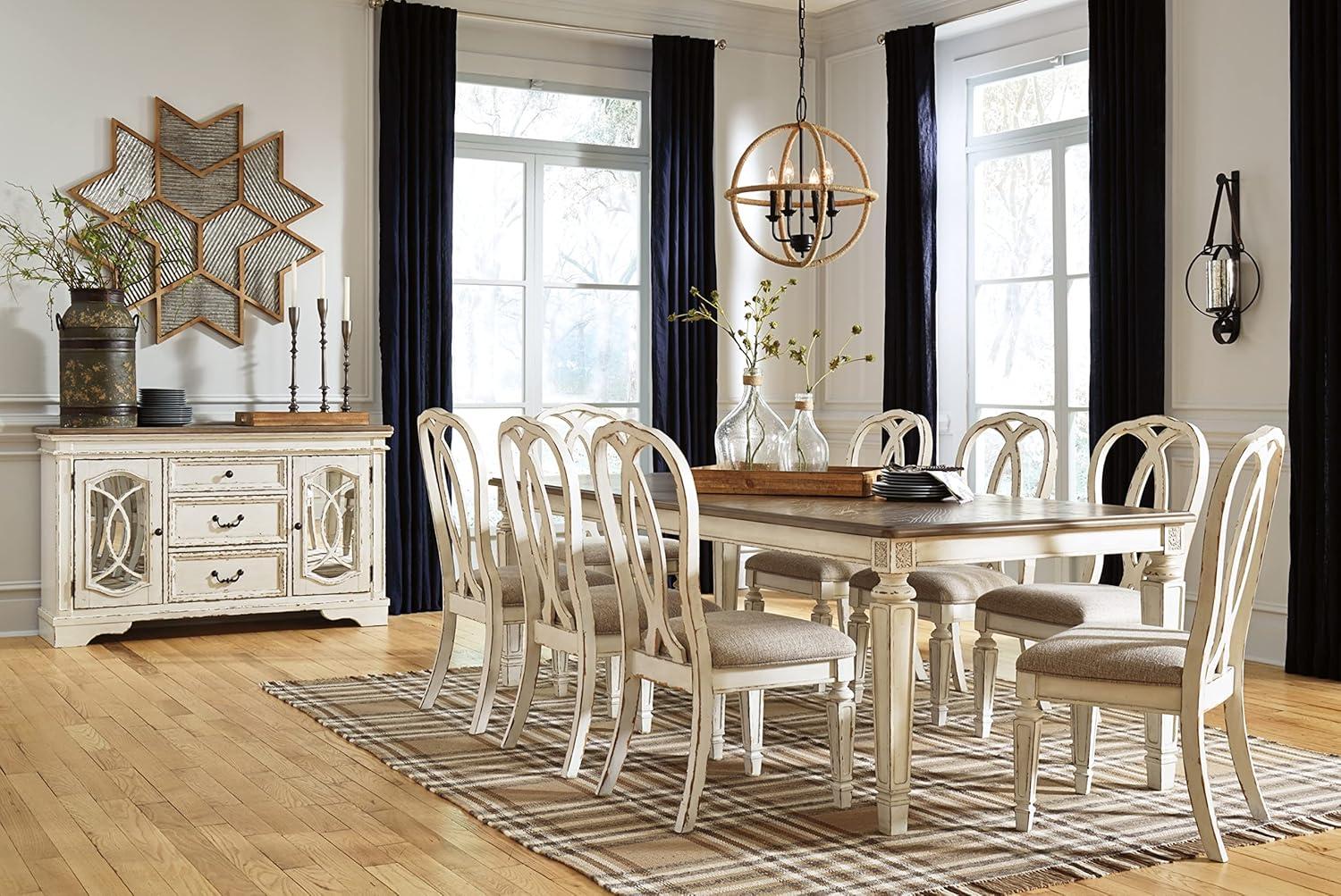imageSignature Design by Ashley Realyn French Country Dining Extension Table Seats up to 8 Chipped WhiteRectangle