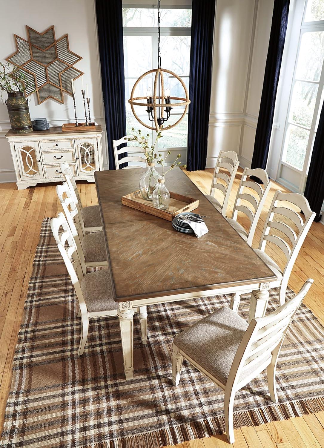 imageSignature Design by Ashley Realyn French Country Dining Extension Table Seats up to 8 Chipped WhiteRectangle