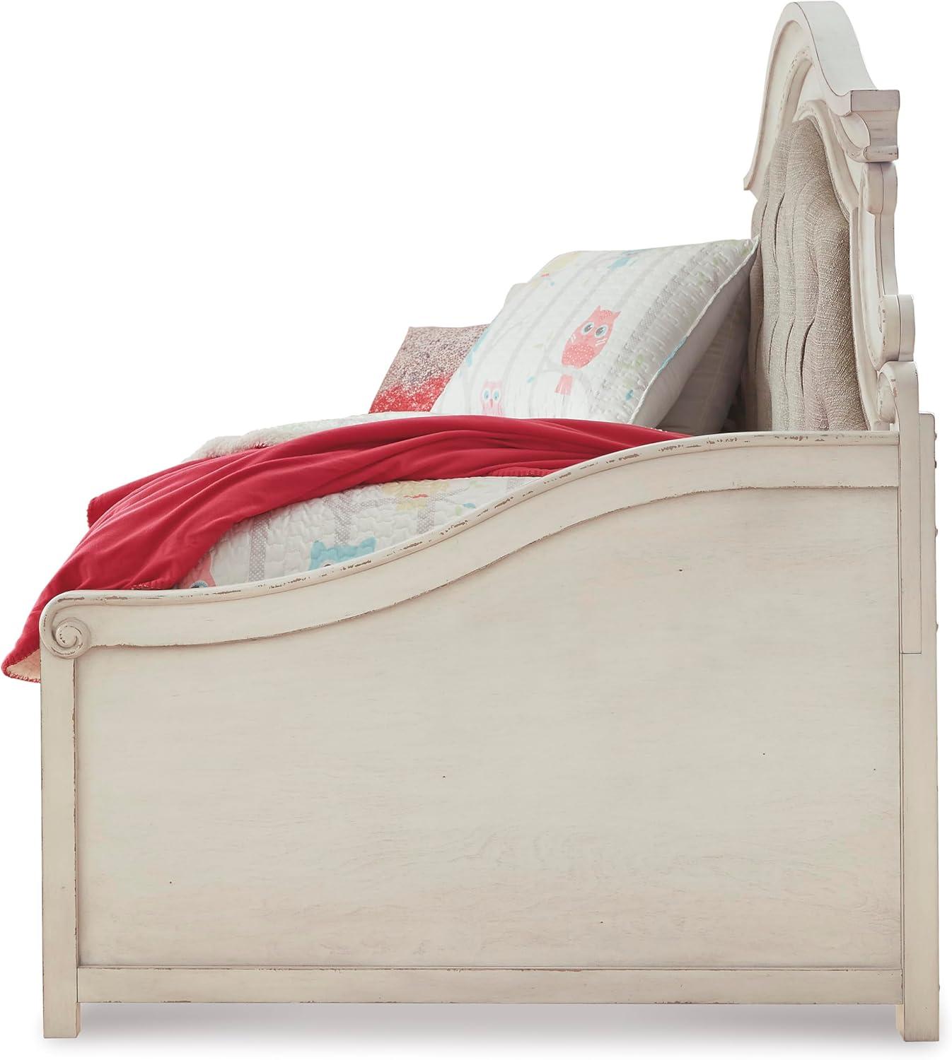 imageSignature Design by Ashley Realyn French Country Upholstered Tufted Day Bed Twin White ampamp Beige