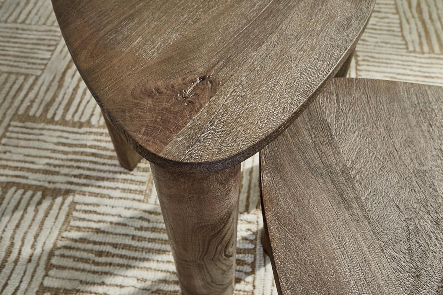 imageSignature Design by Ashley Reidport Farmhouse Nesting Accent Coffee Table with Tapered Legs Set of 2 Dark Brown