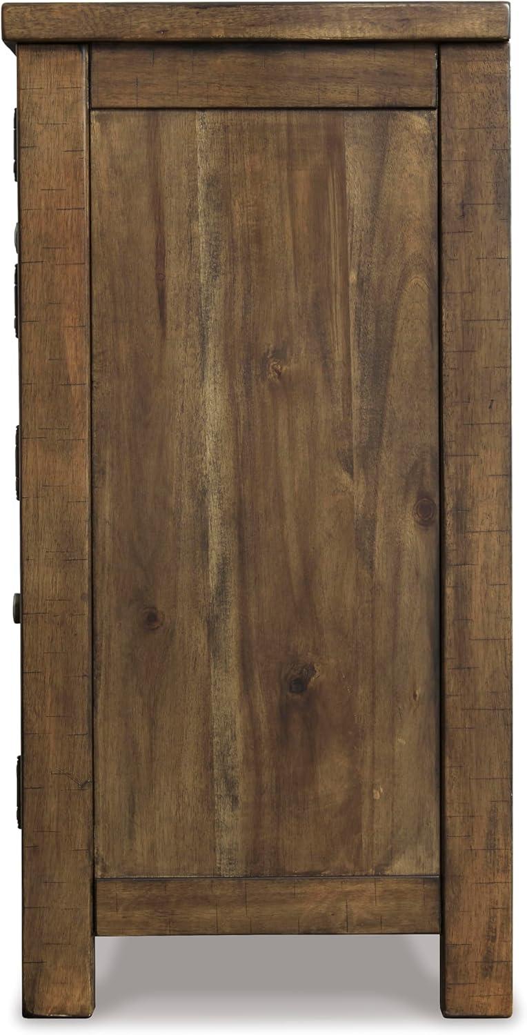 imageSignature Design by Ashley Robbinsdale Casual 4Door Dining Server with Adjustable Shelves and FeltLined Drawers WhiteBrown