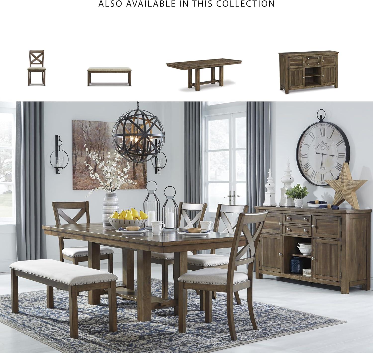 imageSignature Design by Ashley Robbinsdale Casual 4Door Dining Server with Adjustable Shelves and FeltLined Drawers WhiteBrown