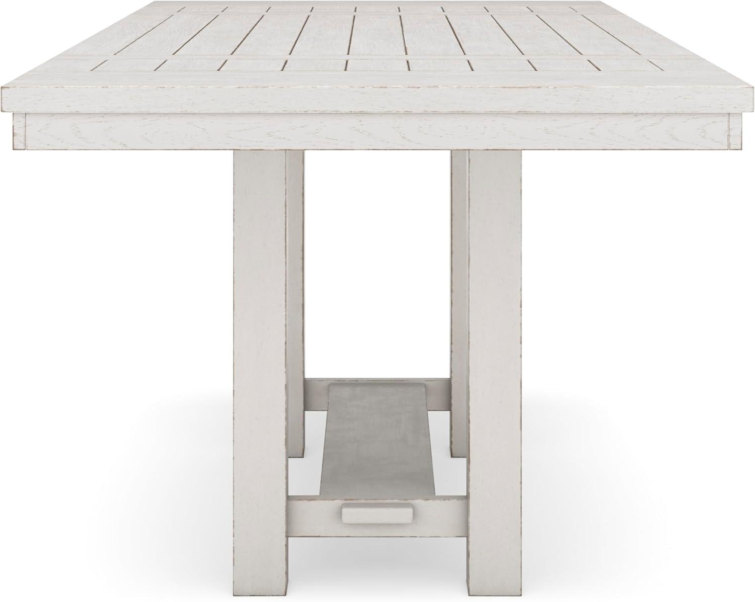 imageSignature Design by Ashley Robbinsdale Farmhouse Distressed Counter Height Dining Extension Table with Trestle Base Planked Effect and 2 Removable End Leaves WhiteWhite