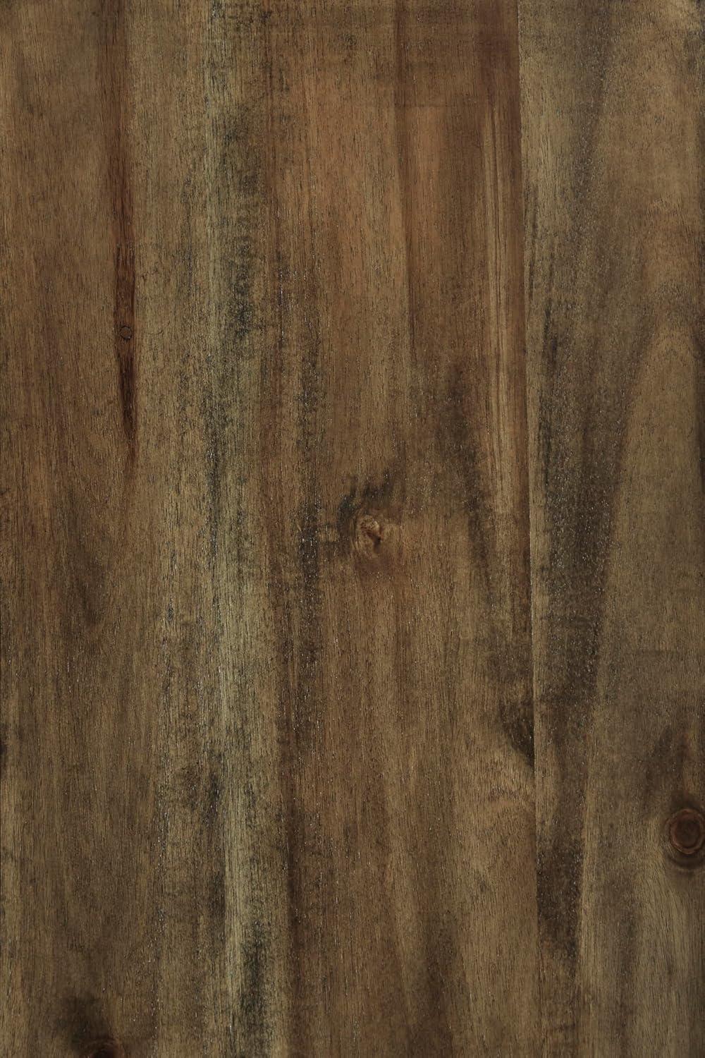 imageSignature Design by Ashley Robbinsdale Farmhouse Distressed Counter Height Dining Extension Table with Trestle Base Planked Effect and 2 Removable End Leaves WhiteBrown