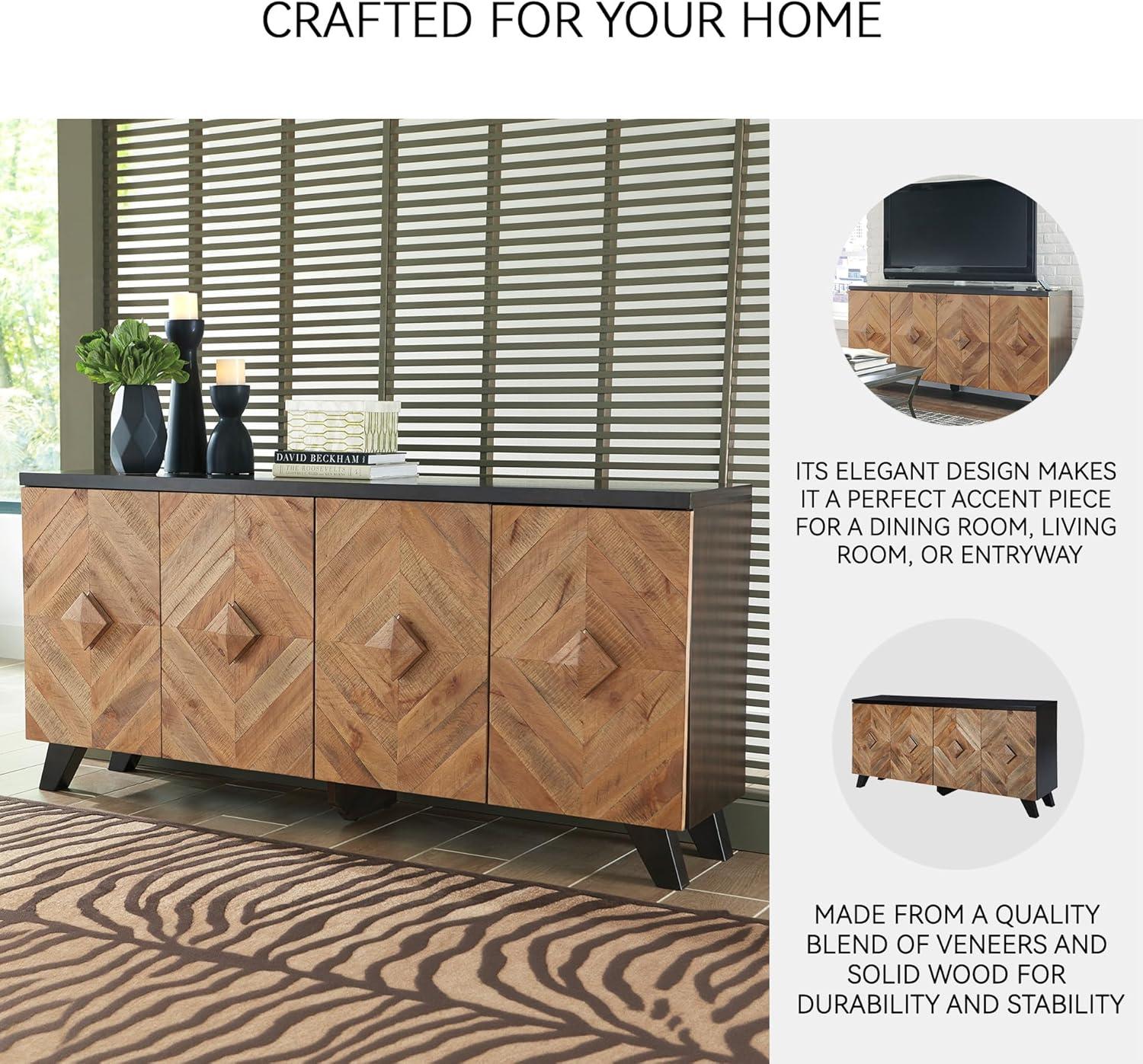 imageSignature Design by Ashley Robin Ridge Modern Wood Accent Cabinet or TV Stand Brown ampamp BlackBrown Black