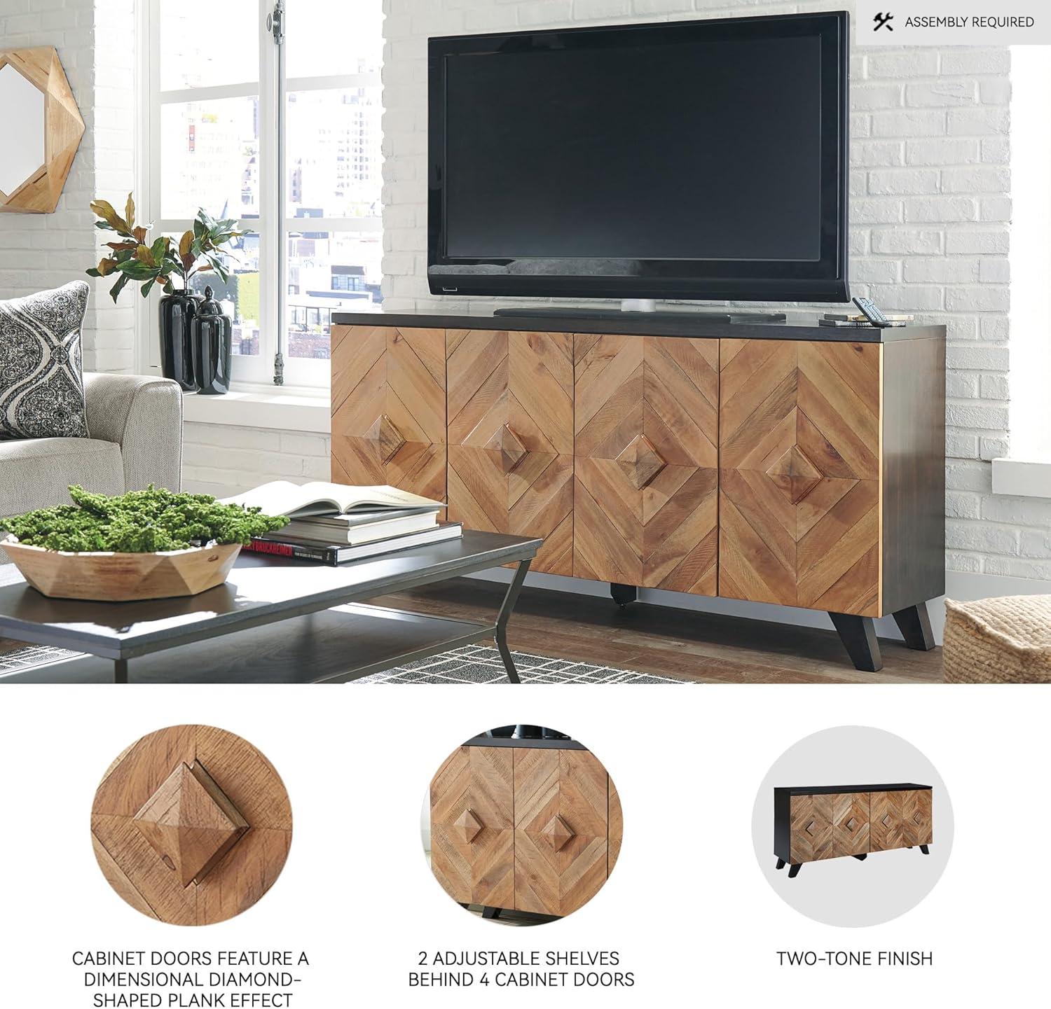 imageSignature Design by Ashley Robin Ridge Modern Wood Accent Cabinet or TV Stand Brown ampamp BlackBrown Black