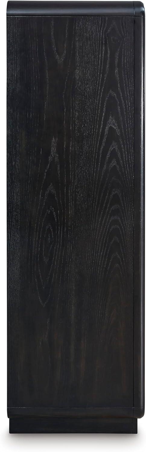 imageSignature Design by Ashley Rowanbeck Modern 5 Drawer Chest with FeltLined Top Drawer and Safety Stop Black5 Drawer Chest