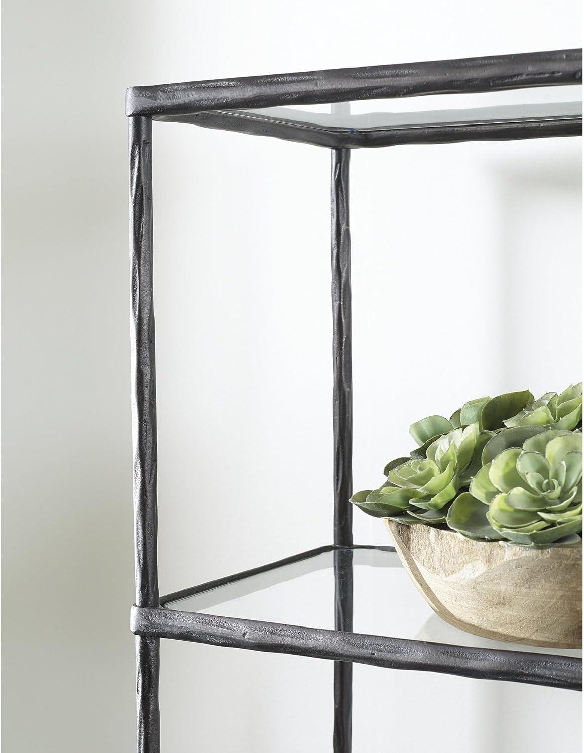 imageSignature Design by Ashley Ryandale Modern 5 Shelf Bookcase Antique Brass FinishBlack