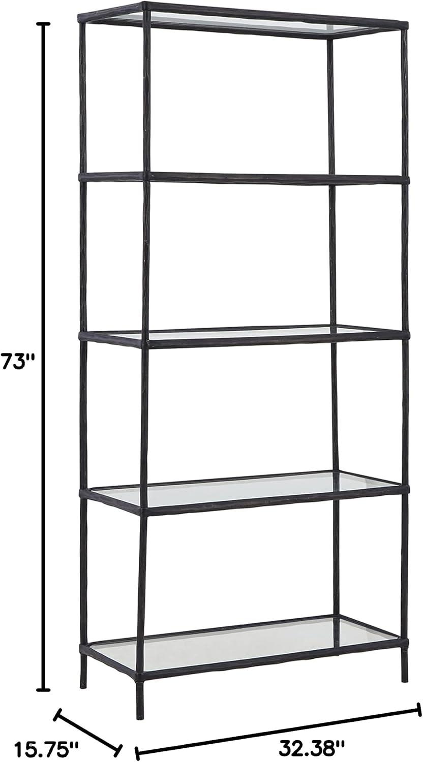 imageSignature Design by Ashley Ryandale Modern 5 Shelf Bookcase Antique Brass FinishBlack