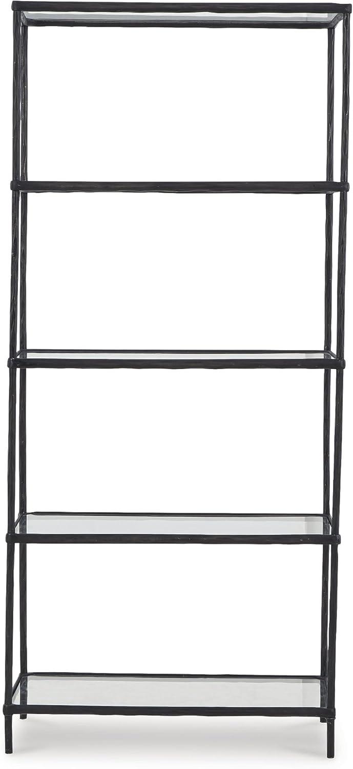 imageSignature Design by Ashley Ryandale Modern 5 Shelf Bookcase Antique Brass FinishBlack