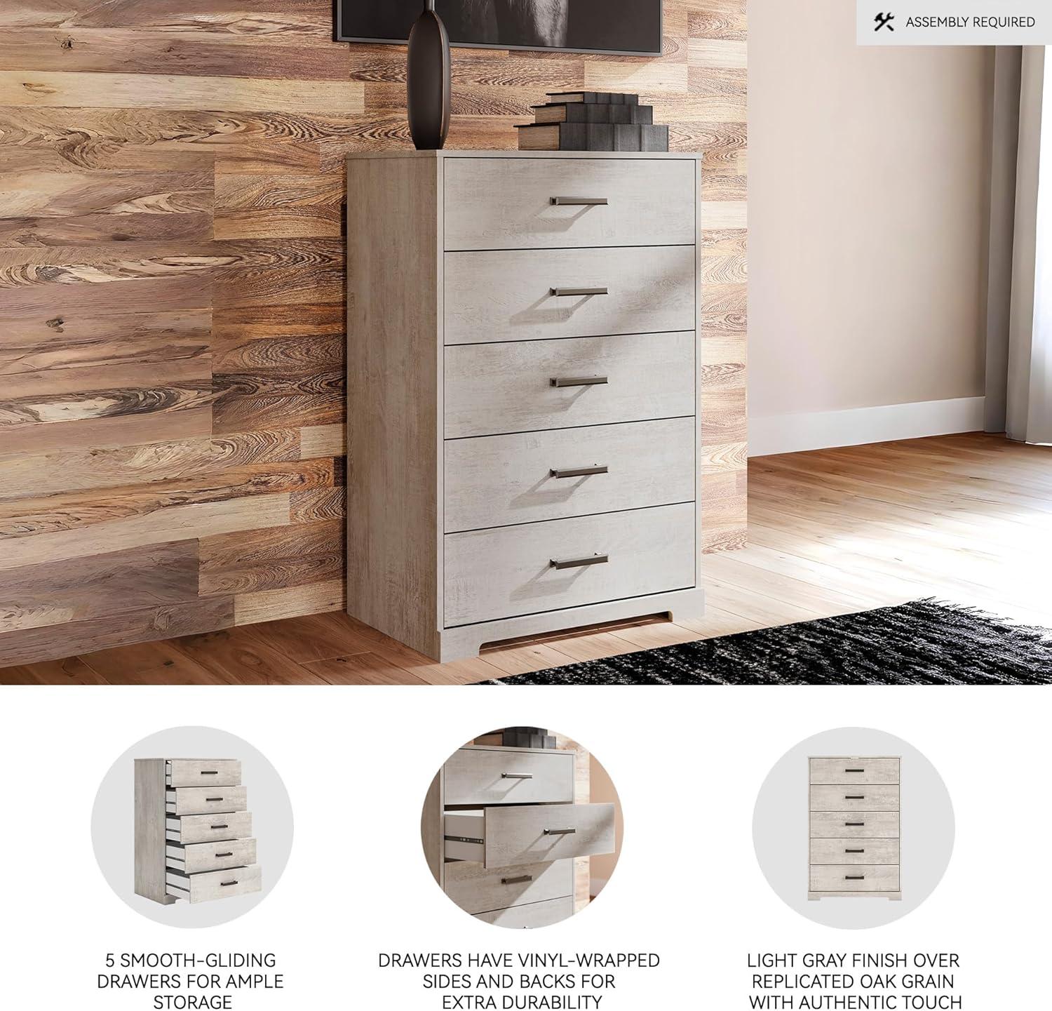 imageSignature Design by Ashley Shawburn Vintage 5 Drawer Chest with Safety Stop Light Gray5 Drawer Chest