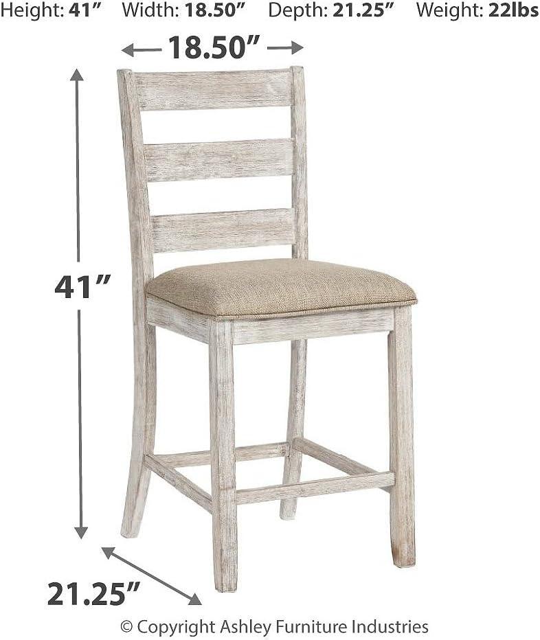 imageSignature Design by Ashley Skempton 2Count 24quot CounterHeight Upholstered Bar Stools Coastal Chic LadderBack Antique WhiteWhitewash