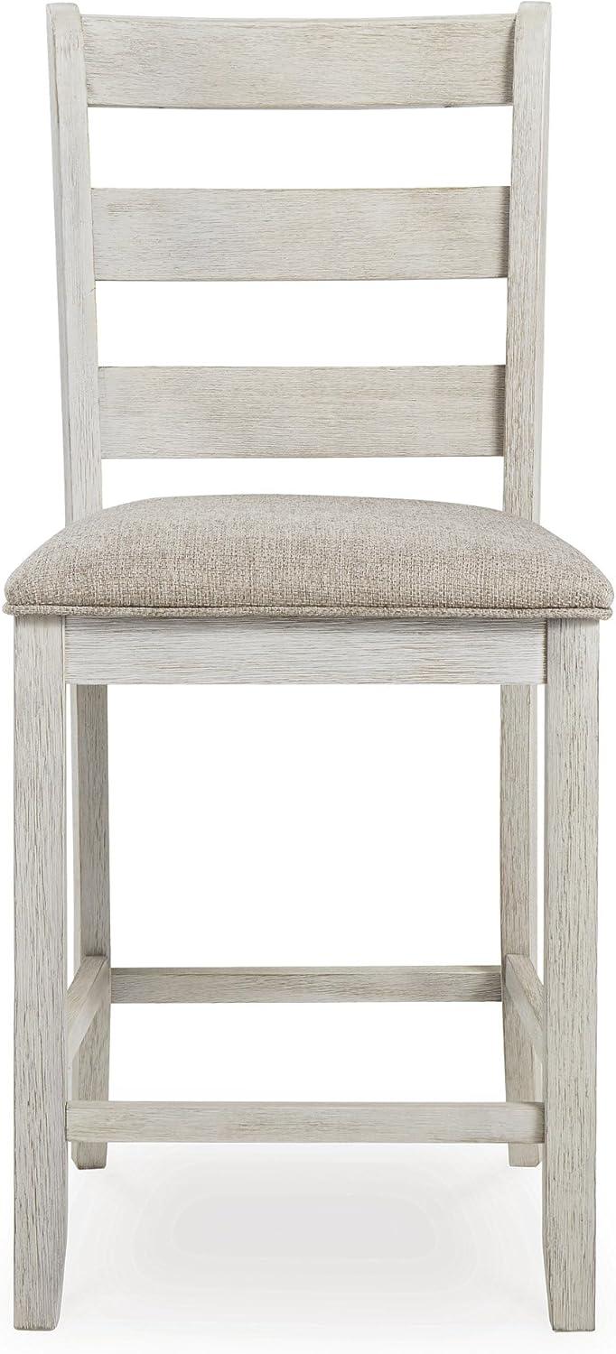 imageSignature Design by Ashley Skempton 2Count 24quot CounterHeight Upholstered Bar Stools Coastal Chic LadderBack Antique WhiteWhitewash