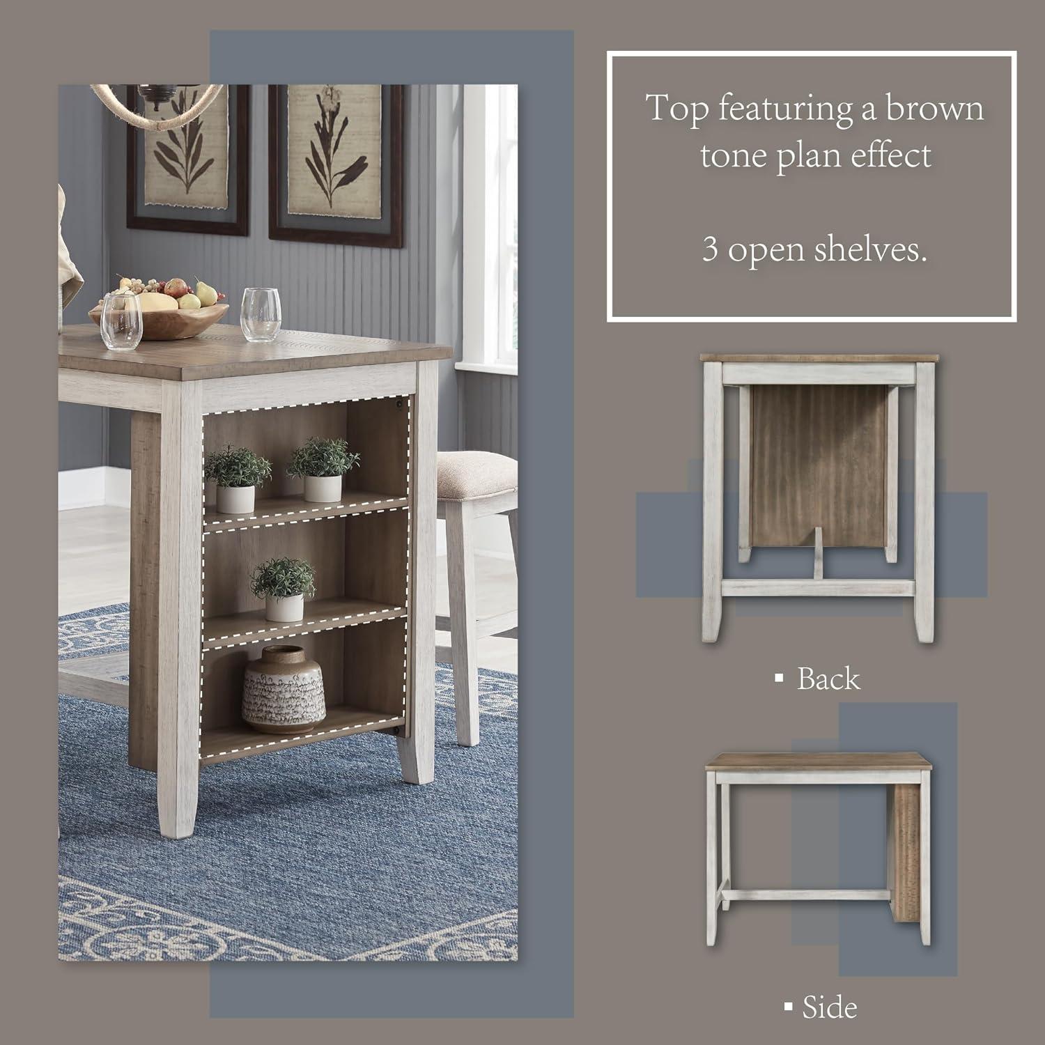 imageSignature Design by Ashley Skempton 3 Piece Counter Height Dining Set Includes Table and 2 Barstools WhitewashWhitewash