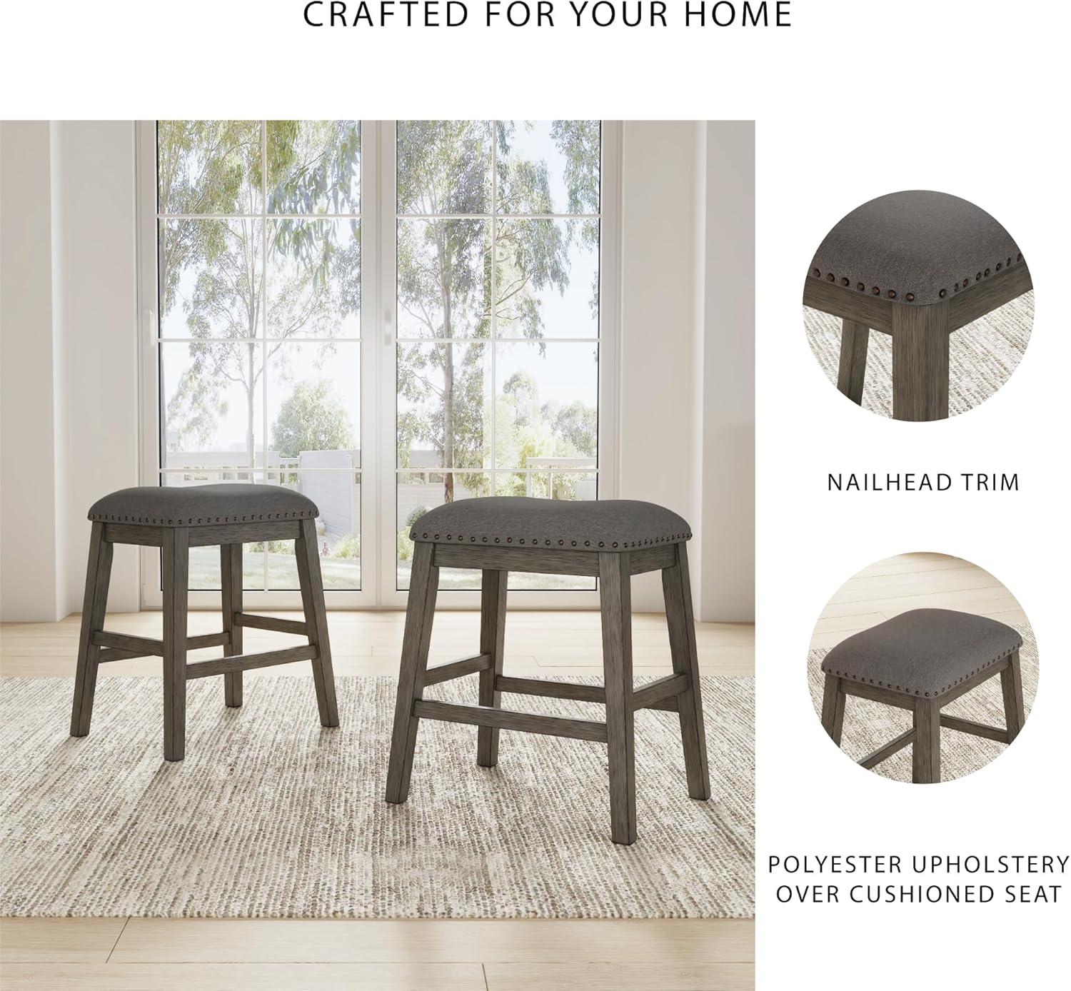 imageSignature Design by Ashley Skempton Modern 24quot Counter Height Upholstered Barstool 2 Count WhitewashGrey