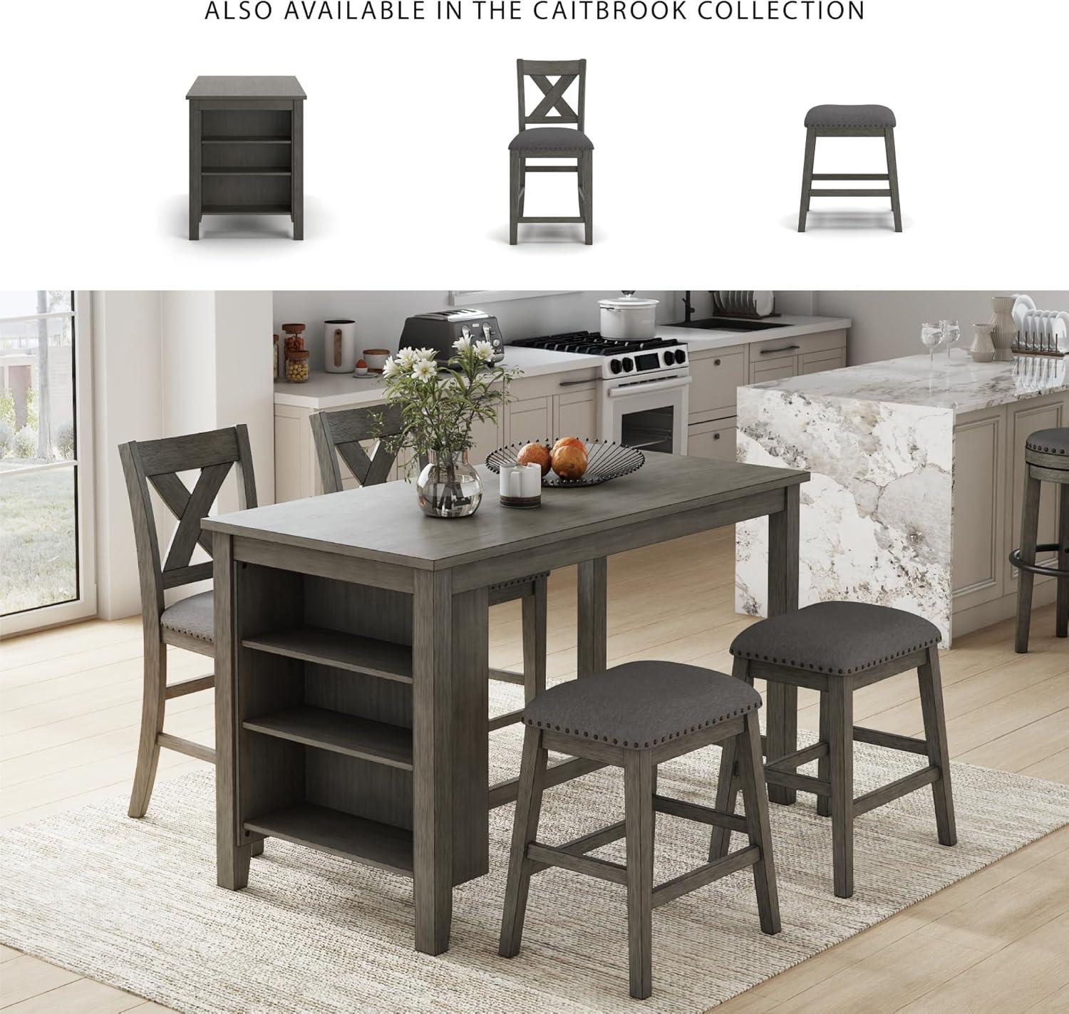 imageSignature Design by Ashley Skempton Modern 24quot Counter Height Upholstered Barstool 2 Count WhitewashGrey