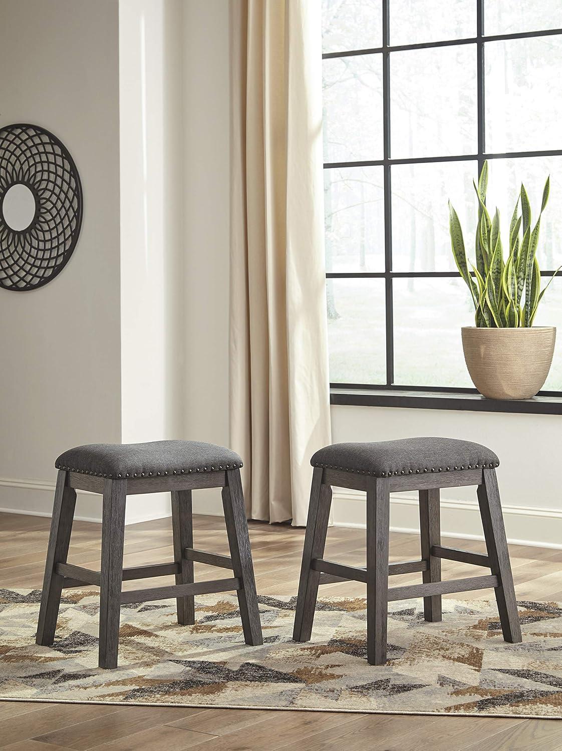 imageSignature Design by Ashley Skempton Modern 24quot Counter Height Upholstered Barstool 2 Count WhitewashGrey