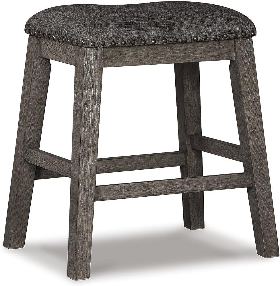 imageSignature Design by Ashley Skempton Modern 24quot Counter Height Upholstered Barstool 2 Count WhitewashGrey