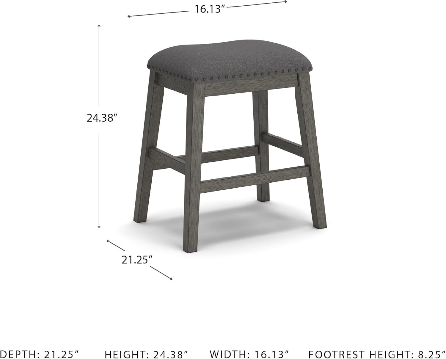 imageSignature Design by Ashley Skempton Modern 24quot Counter Height Upholstered Barstool 2 Count WhitewashGrey