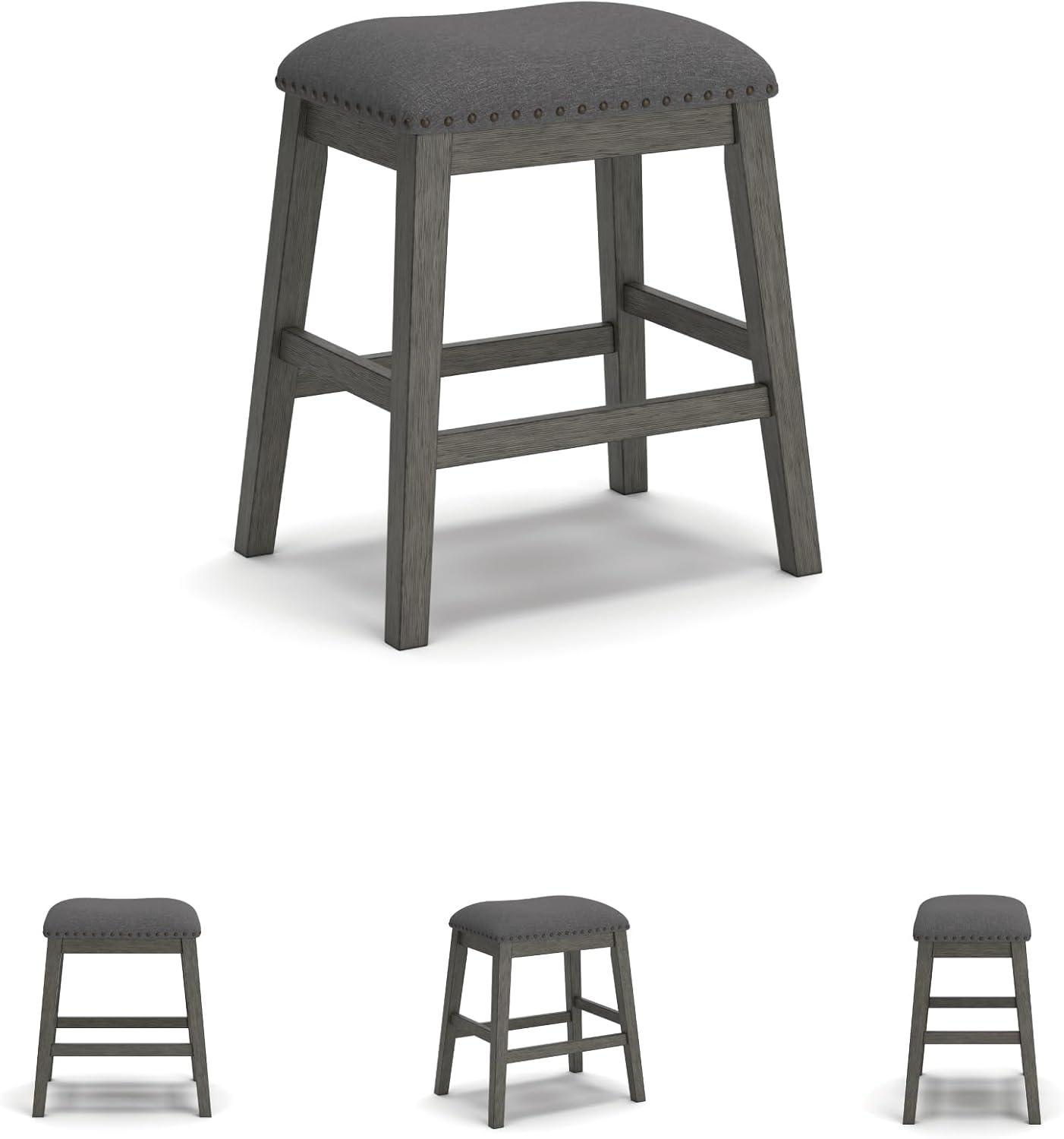 imageSignature Design by Ashley Skempton Modern 24quot Counter Height Upholstered Barstool 2 Count WhitewashGrey