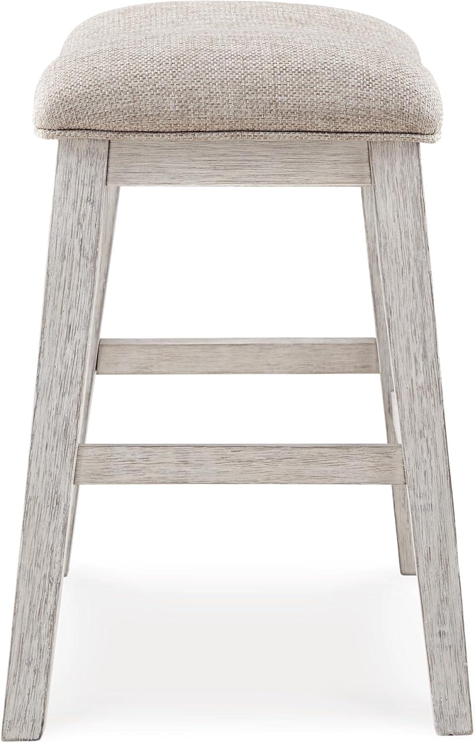 imageSignature Design by Ashley Skempton Modern 24quot Counter Height Upholstered Barstool 2 Count WhitewashWhitewash