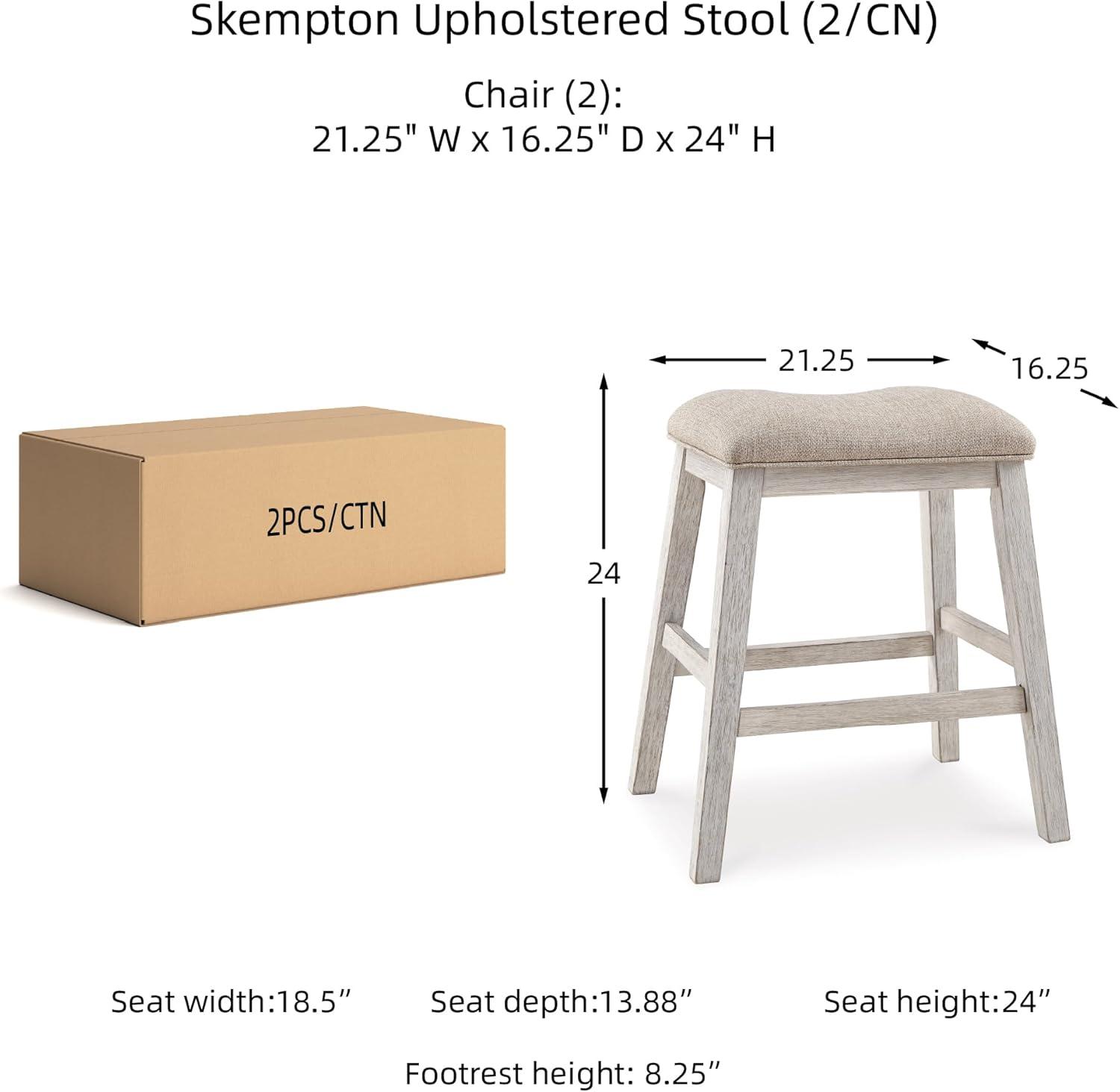 imageSignature Design by Ashley Skempton Modern 24quot Counter Height Upholstered Barstool 2 Count WhitewashWhitewash